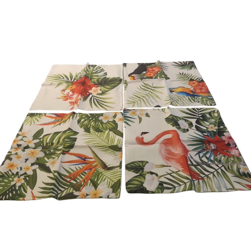4 Pcs Decorative floral bird pillow cases 18x18 - Picture 3 of 10